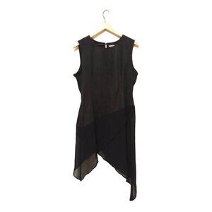 SOFT Surroundings NWOT Sleeveless Faux Suede Chiffon Asymmetrical Tunic Top Sz L